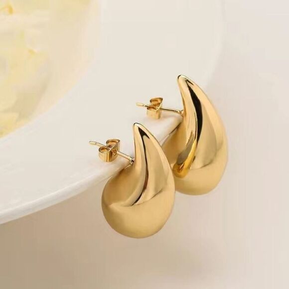 Chunky Hoop Earrings For Women Light Waterdrop Hollow Open Hoops - Picture 11 of 12